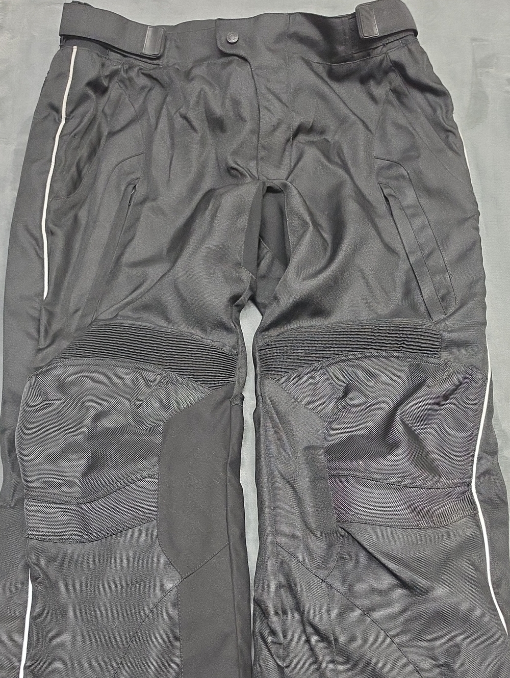Men's Black Large Overpants Motorcycle Riding Pants with Reflective Trim & Pads